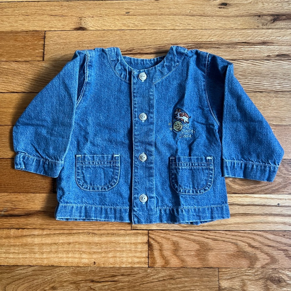 Vintage carters baby denim embroidered long sleeve top 6-9m